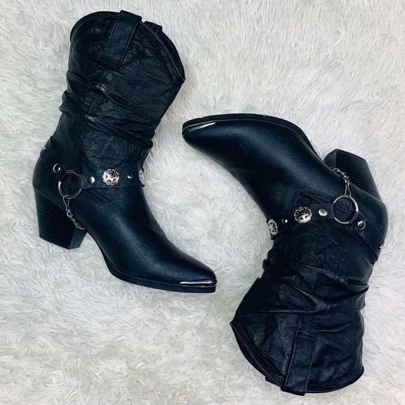 dingo Shoes - Dingo Leather Concho Strap Slouch Moto Booties 8